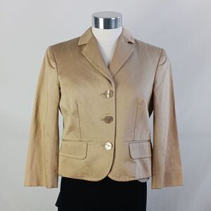 Alberta Ferretti Tan Cropped Blazer Jacket.